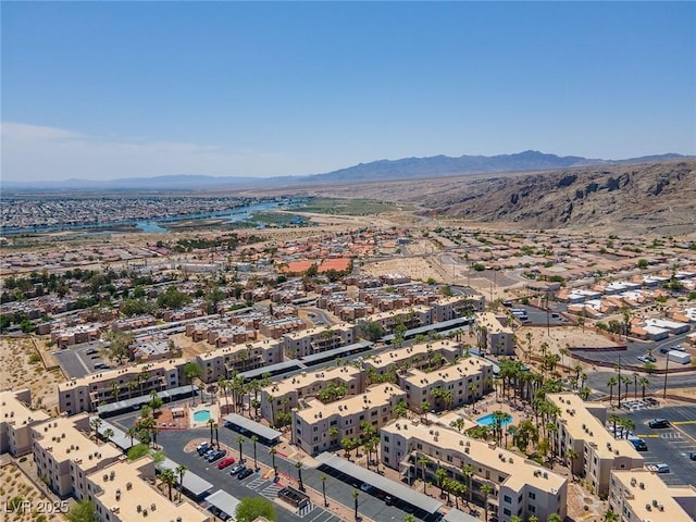 drone / aerial view with a mountain view