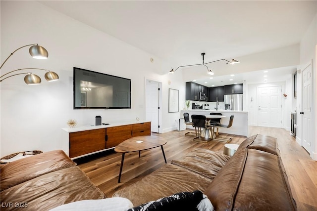 living room with light wood-type flooring