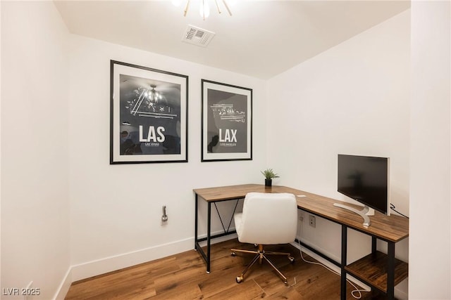 office area featuring hardwood / wood-style flooring