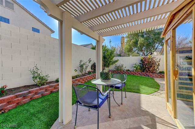 view of patio featuring a pergola