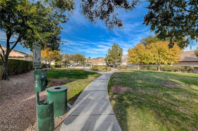 view of property's community with a yard