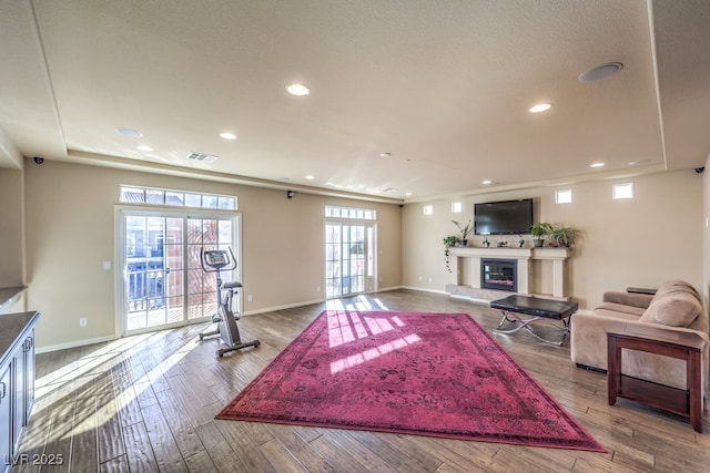 living room with light wood-type flooring