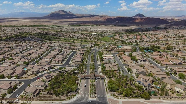 drone / aerial view featuring a mountain view