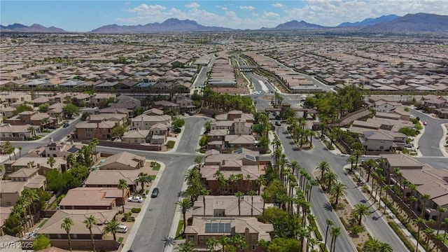 aerial view with a mountain view and a residential view