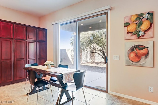 dining room with light tile patterned floors