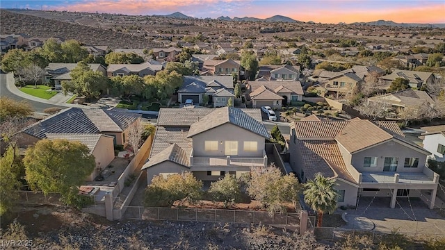 view of aerial view at dusk