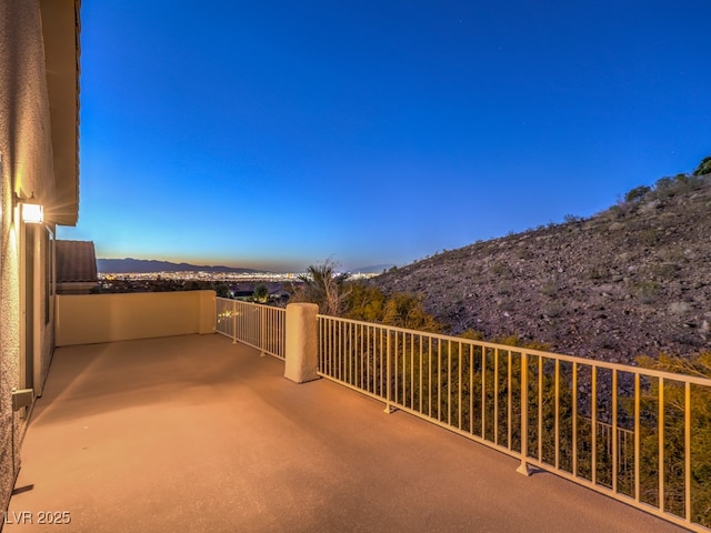 exterior space featuring a mountain view