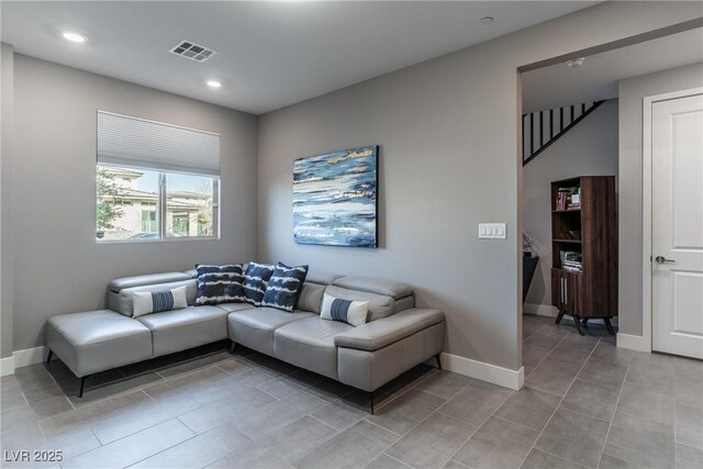 view of tiled living room