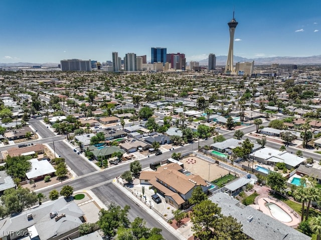 drone / aerial view featuring a city view