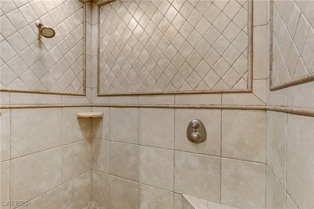 details with a tile shower