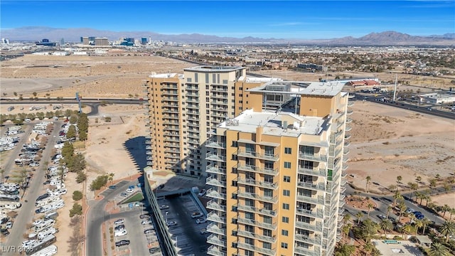 bird's eye view with a mountain view