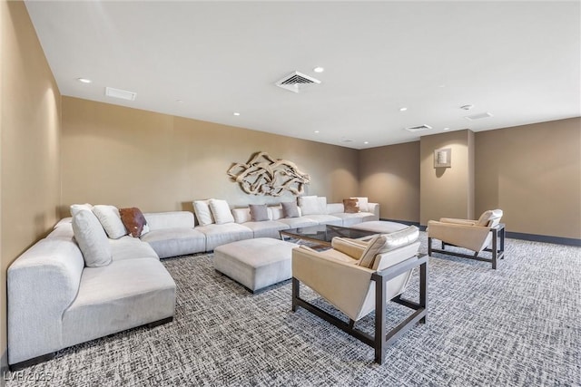 living room featuring carpet floors