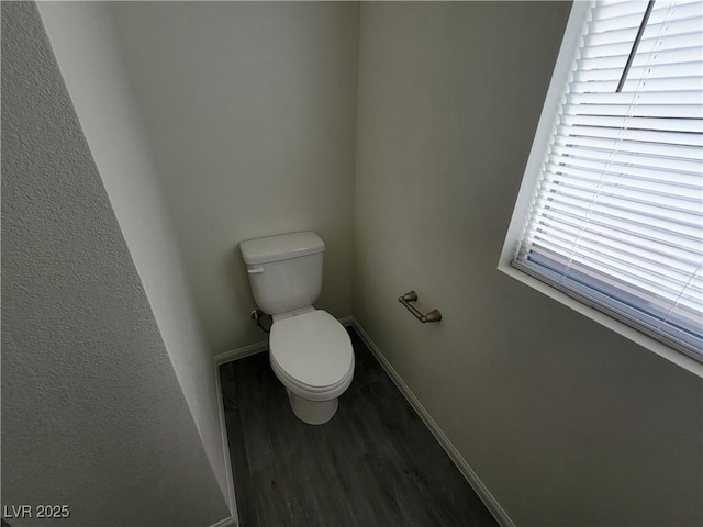 bathroom with wood-type flooring and toilet