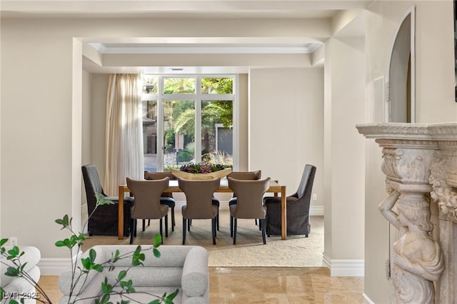 dining room with ornamental molding