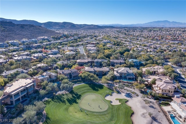 1549 Foothills Village Dr, Henderson, NV 89012 - birds eye view of property featuring a mountain view, golf course view, and a residential view