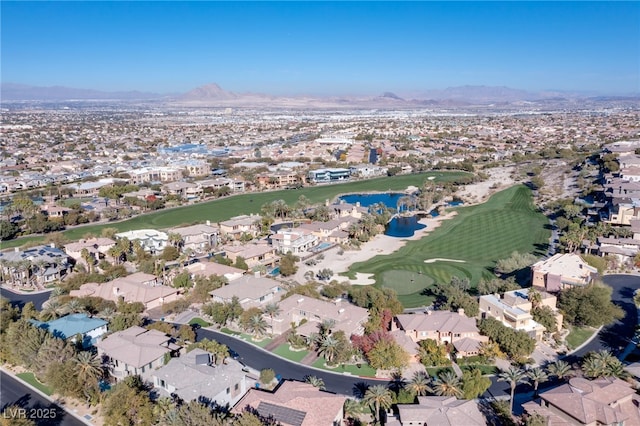 1549 Foothills Village Dr, Henderson, NV 89012 - drone / aerial view with a residential view, golf course view, and a water and mountain view