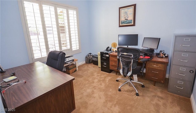 office space featuring light colored carpet