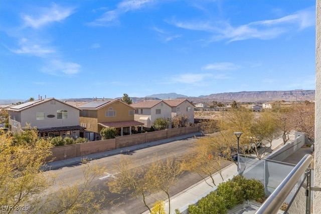 exterior space featuring a mountain view