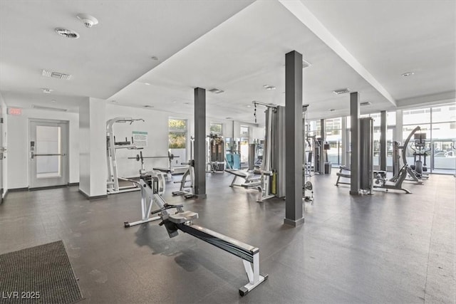 gym with a wealth of natural light