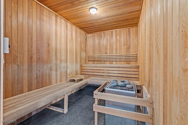 view of sauna / steam room featuring carpet floors