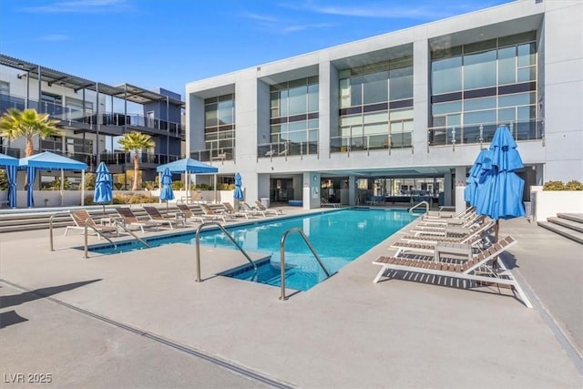 view of pool with a patio area