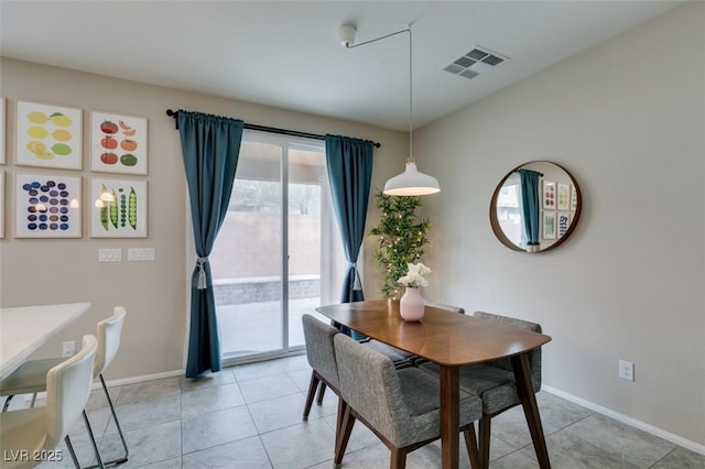 view of tiled dining room