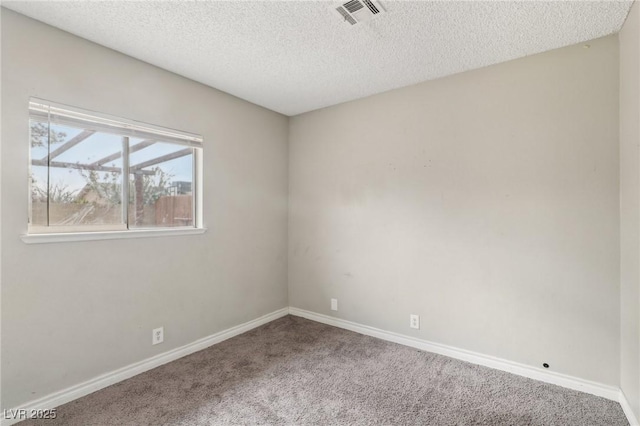 spare room with carpet flooring and a textured ceiling