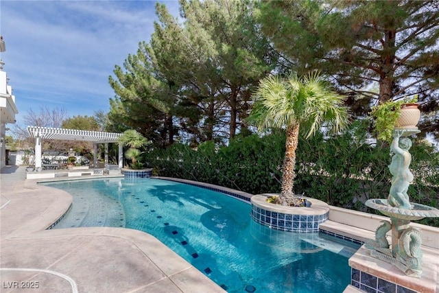 view of pool featuring a pergola and a patio