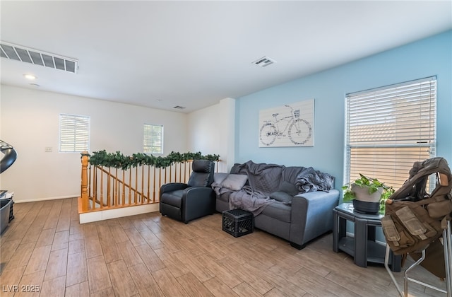 living room featuring light hardwood / wood-style floors