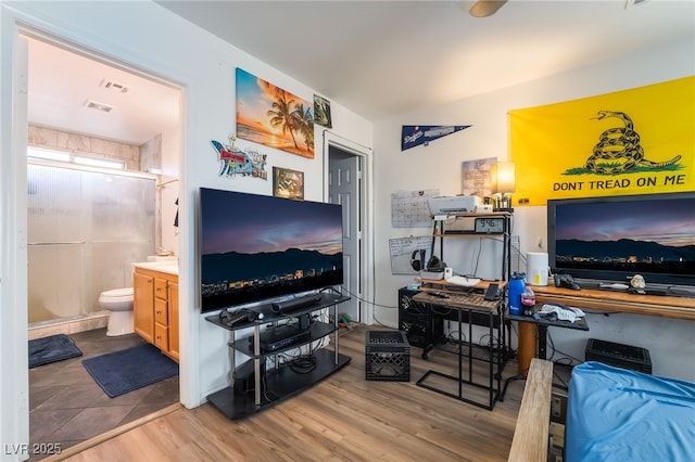 interior space with light hardwood / wood-style floors