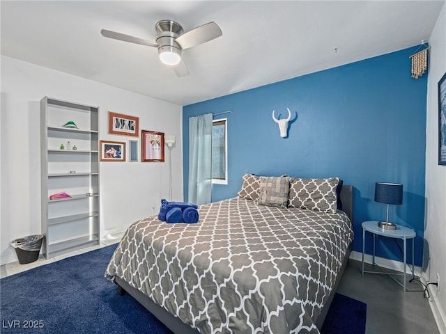 bedroom featuring ceiling fan