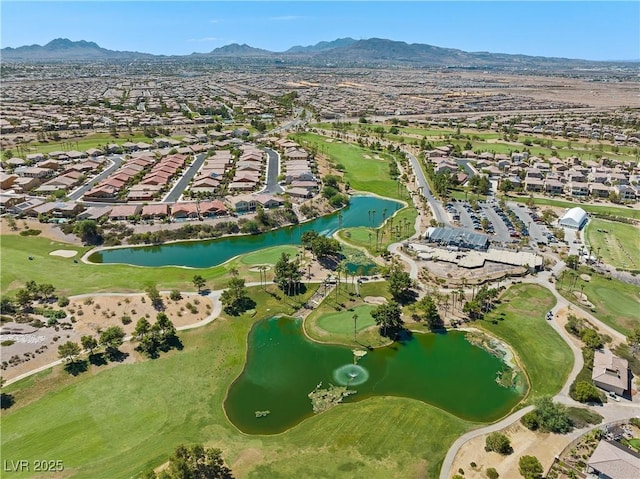 aerial view with a water and mountain view