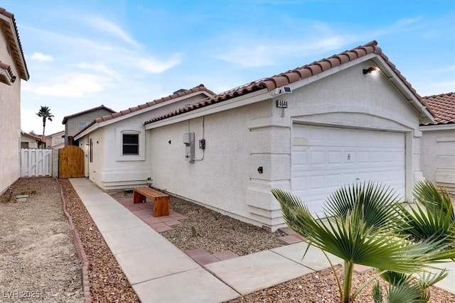 exterior space with a garage