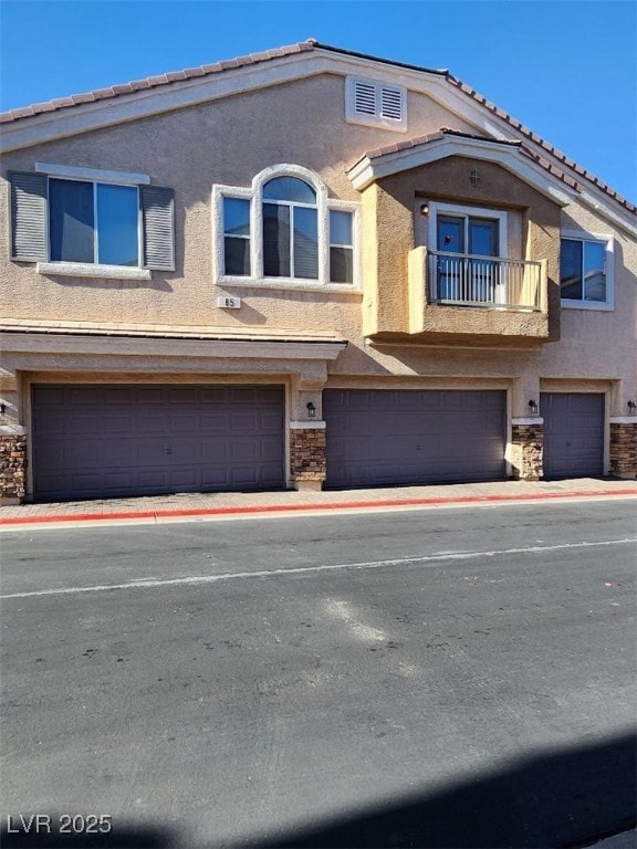 view of property with a garage