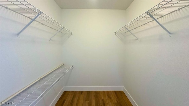 spacious closet featuring hardwood / wood-style flooring