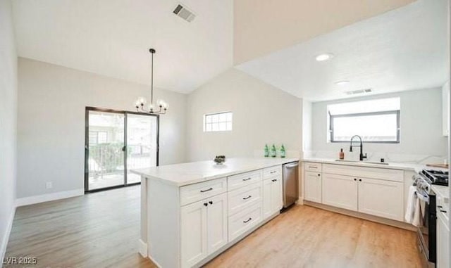 kitchen featuring white cabinetry, appliances with stainless steel finishes, sink, and kitchen peninsula