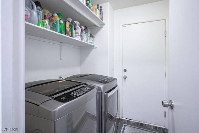 washroom featuring independent washer and dryer