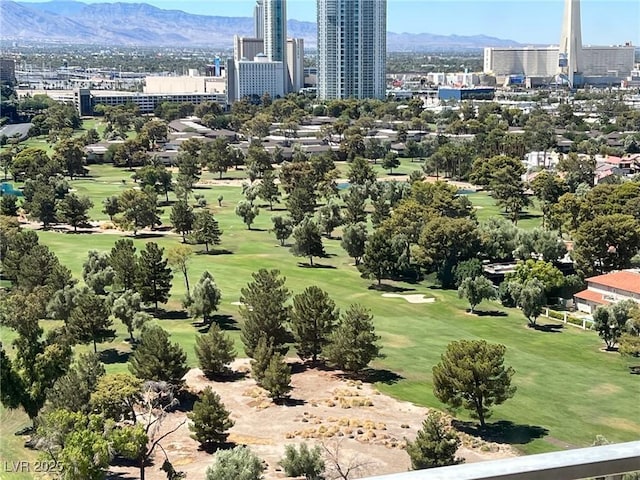 birds eye view of property featuring a mountain view