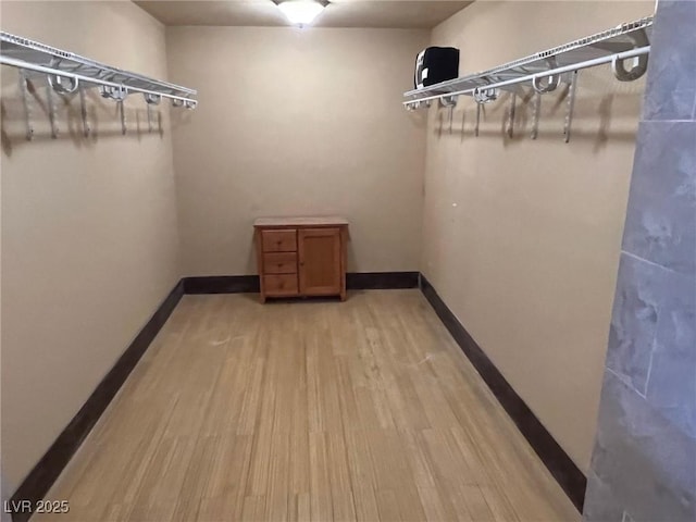 spacious closet featuring light wood-type flooring