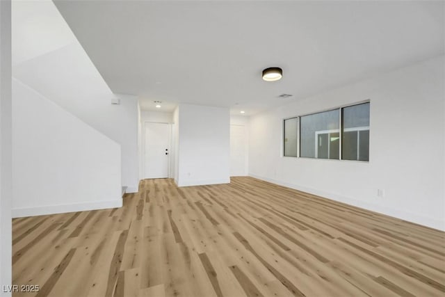 unfurnished living room with light hardwood / wood-style floors