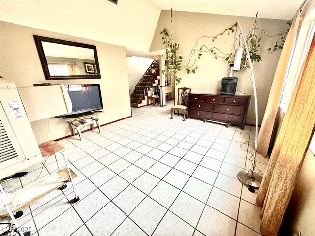 3620 Park Oliver Dr, Las Vegas, NV 89110 - bedroom featuring lofted ceiling and tile patterned floors