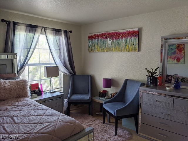 bedroom featuring a textured ceiling