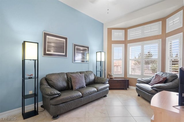 view of tiled living room