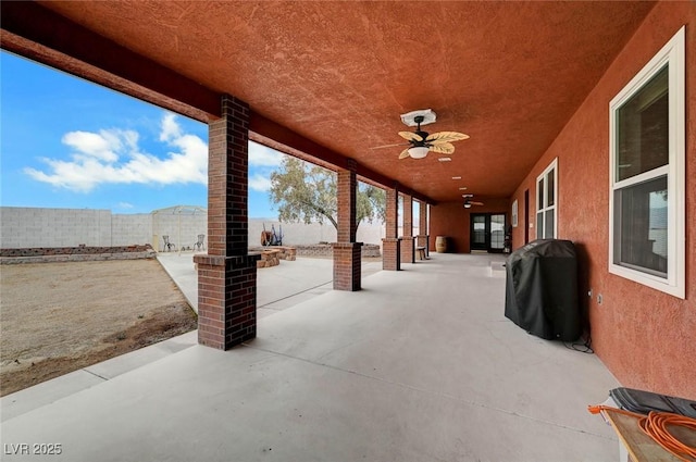 view of patio / terrace featuring grilling area and ceiling fan