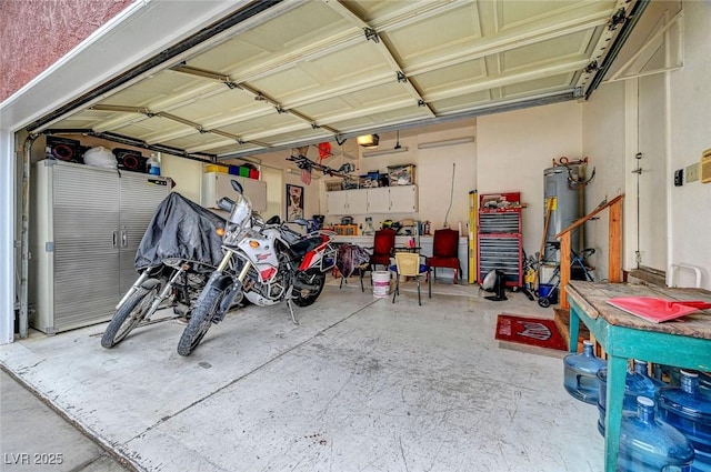 garage with a garage door opener