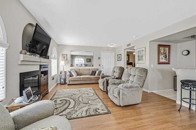 living room featuring light hardwood / wood-style flooring