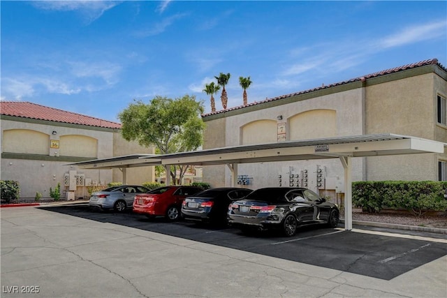 view of covered parking lot