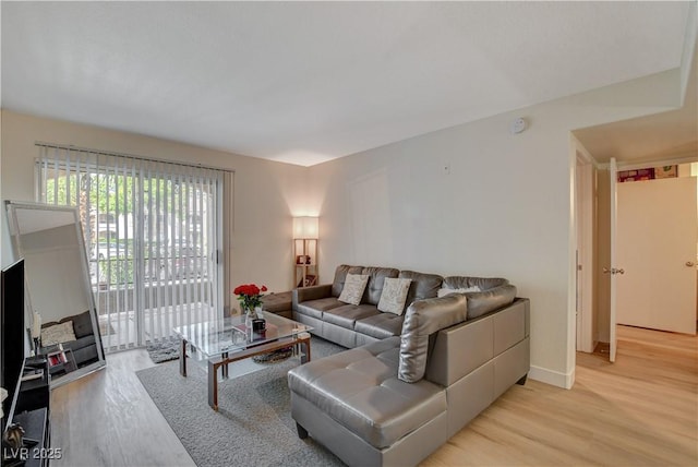 living room featuring light wood-style flooring