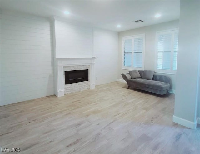 living room featuring light wood-type flooring