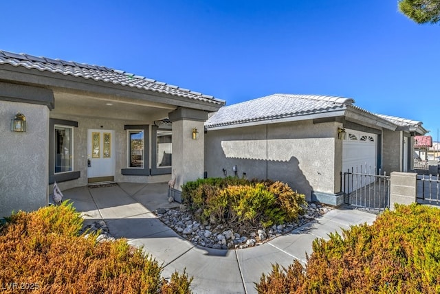 exterior space featuring a garage